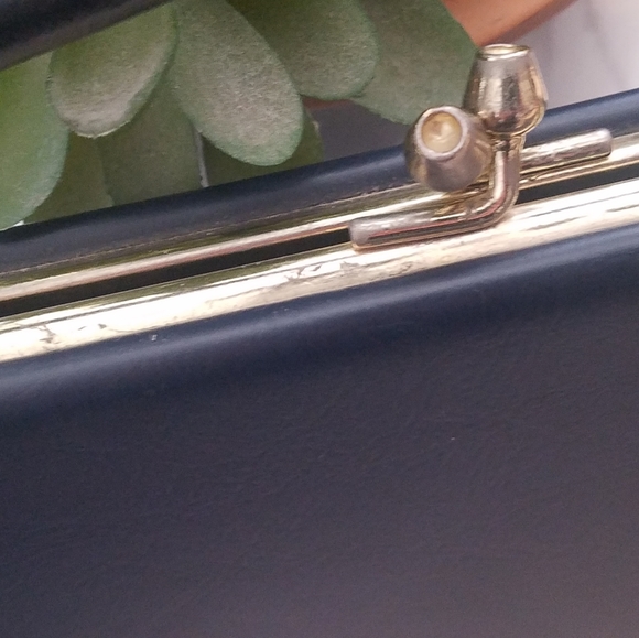 Vintage HL USA Harry Levine | Small Navy Blue Clutch Purse - Picture 5 of 10